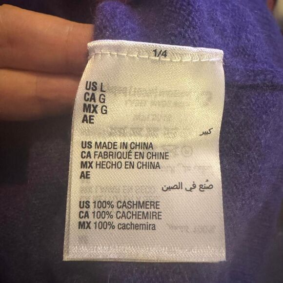 Club Room 100% Cashmere Sweater Men’s L Purple V neck Super Soft Classic Knit - Picture 3 of 5